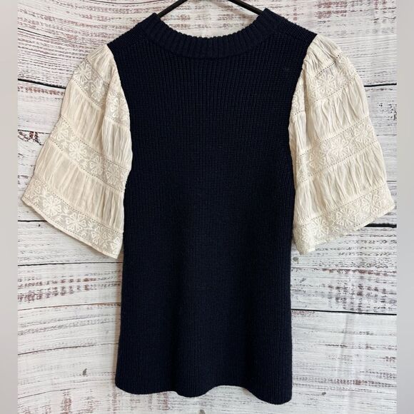 SEA Sweater Womens Size XXS Audrey Short Sleeve Wool cotton Crew Neck blouse - Picture 4 of 9